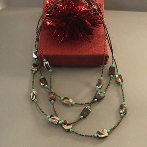 Turquoise and bead layered necklace